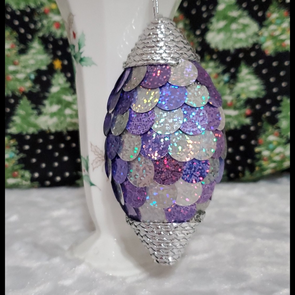 Purple & Silver iridescent ornament Bundle/save!